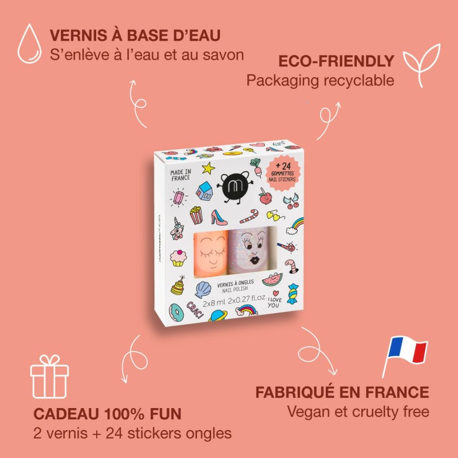 Vernis Nailmatic Coffrets Vernis à l'eau | Coffret Stickers Et Vernis Enfant